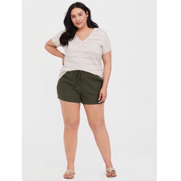 TORRID Tan Dolman Shimmer Pullover - Picture 3 of 11